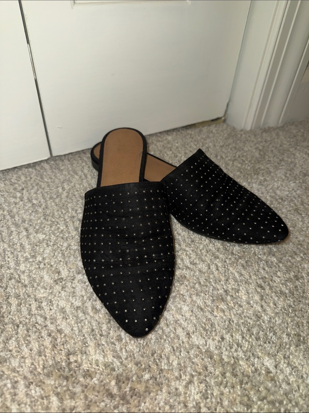 a new day Black Studded Pointed-Toe Slip-On Mules